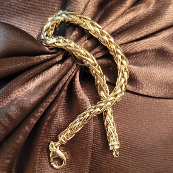 14KT SOLID YELLOW GOLD SPIGA LINK BRACELET - Picture 6 of 10